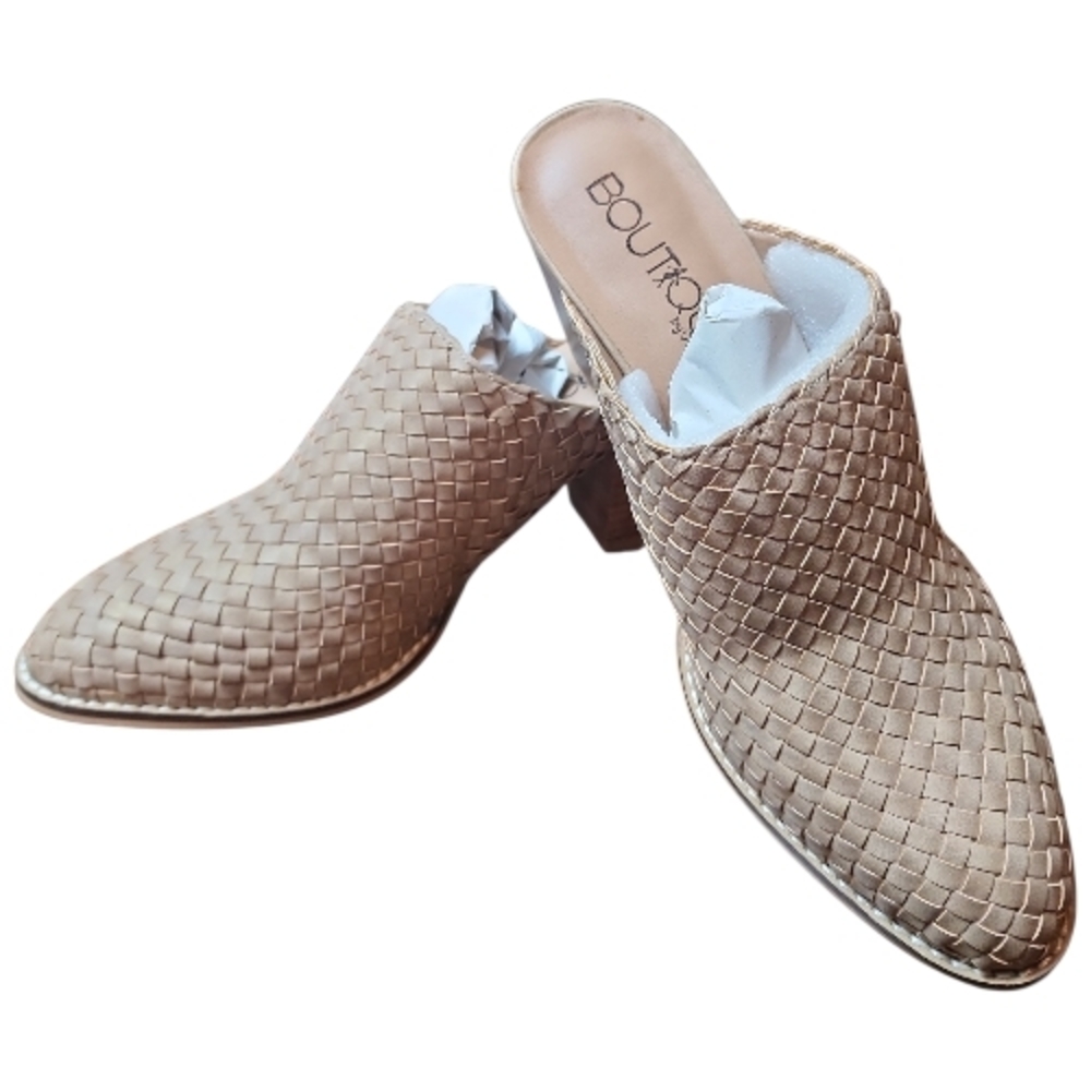 BOUTIQUE BY CORKYS | New Box Life Is Gourd Camel Woven Slip On Mules Clogs | 10
